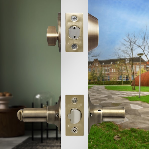 Premier Lock Entry Door Lever Combo Lock Set with Deadbolt Set of 6, Keyed Alike, Antique Brass, 6PK - LED04C-6