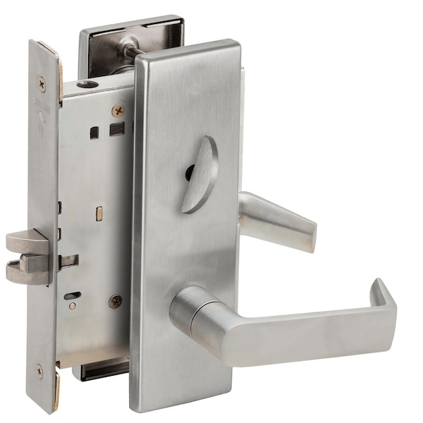Schlage Grade 1 Bed Bathroom Privacy Mortise Lock, 06 Lever, N Escutcheon, Satin Stainless Steel Finish, Fie - L9040 06N 630