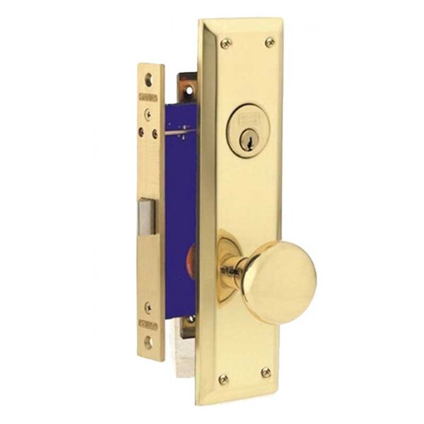 Marks Marks: METRO MORTISE KNOB LOCKSET HD - VESTIBULE - 1-1/16 X 7-5/8 - POLISHED BRASS - LEFT HAND - MRK-91DW-3-LH