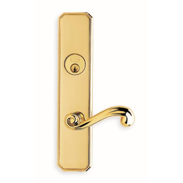 Omnia RH Double CYL 234BS Mortise Lock 55 Lever 11000 Plate Bright Brass - 11055AC00R1