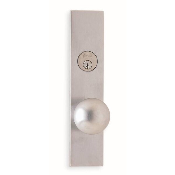 Omnia RH SGL CYL 234BS Mort Stainless 198 Knob 12000 Plate Satin Chrome - 12198A60R3