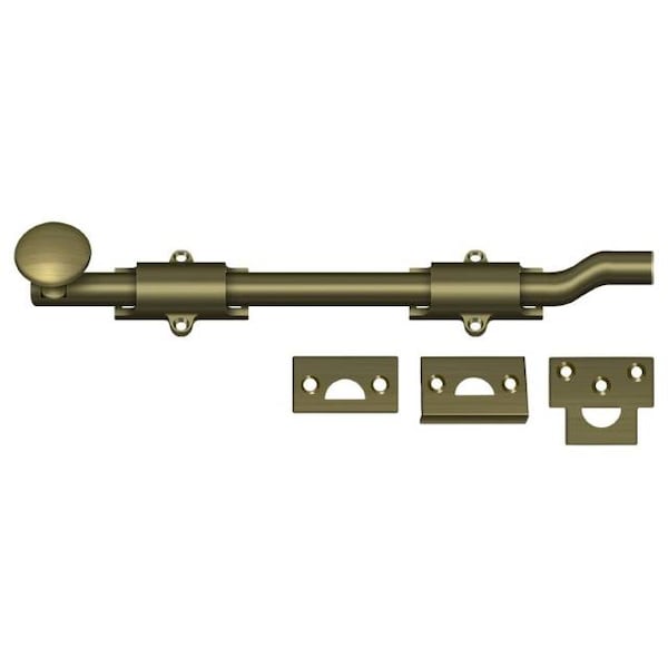 Deltana Surface Bolt With Off-Set, Heavy Duty Antique Brass 10" - FPG105