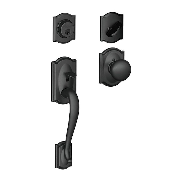 Schlage Lock Schlage F Series Combination Lockset, Mechanical Lock, Knob Handle, Round Design, Matte Black - F60CAM622PLY