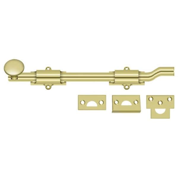 Deltana Surface Bolt With Off-Set, Heavy Duty Bright Brass 10" - FPG103