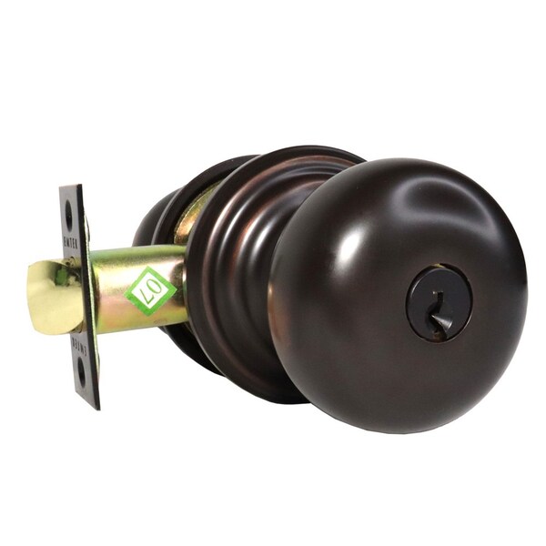 Emtek Providence Knob 2-3/8 in and 2-3/4 in Backset  Strike Keyed Entry for 1-1/4 in to 2-1/16 in Door - 5100PUS10B.RLS