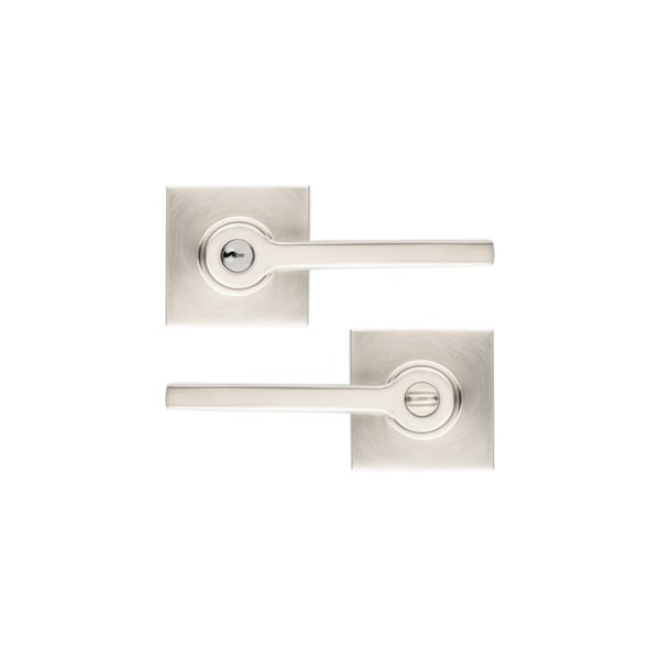 Baldwin Estate Baldwin 5288 Right Hand Square Lever with Square Rose Keyed Entry Lifetime Satin Nickel Finish - 5288056RENT