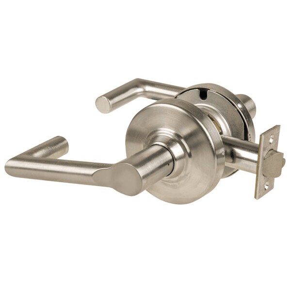 Schlage Grade 2 Passage Cylindrical Lock with Field Selectable Vandlgard, Boardwalk Lever, Non-Keyed, Satin - ALX10 BRK 619