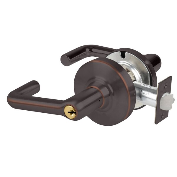 Schlage Grade 1 Entrance Lock, Tubular Lever, Standard Cylinder, Aged Bronze Finish, Non-Handed - ND53PD TLR 643E