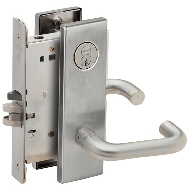 Schlage Grade 1 Storeroom Mortise Lock, Schlage FSIC With Core, S123 Keyway, 03 Lever, N Escutcheon, Satin C - L9080R 03N 626
