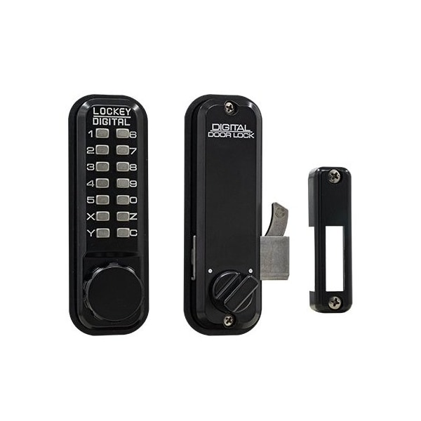 Lockey Mechanical Keyless Combination Hook Bolt Lock Fits Doors Up To 3 Thick Jet Black - 2500KO-JB