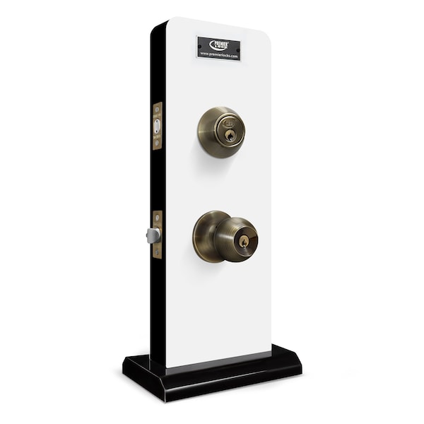 Premier Lock Entry Door Knob Combo Lock Set with Deadbolt Set of 4, Keyed Alike, Antique Brass, 4PK - ED04-4