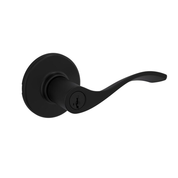 Kwikset Balboa Lever Entry Door Lock SmartKey with New Chassis and 6AL Latch, RCS Strike Matte Black Finish - 405BL-514S