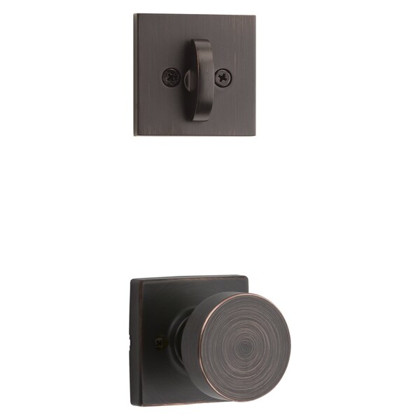 Kwikset Pismo Knob with Square Rose Interior Single Cylinder Handleset Trim for Both 800 and 687 - 966PSKSQT-11P.UNIV
