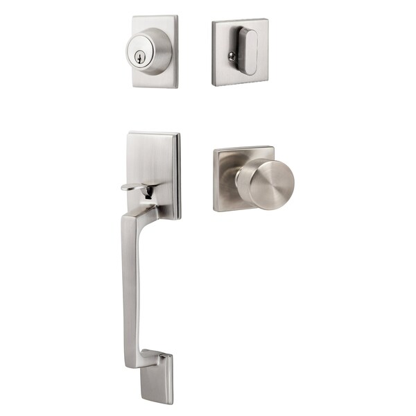 Sure-Loc Hardware Sure-Loc Hardware Coronado Handleset with Square Thumb Turn, Bergen Square Handleset Trim, Satin Nickel - CN507-S-BG-SQ 15