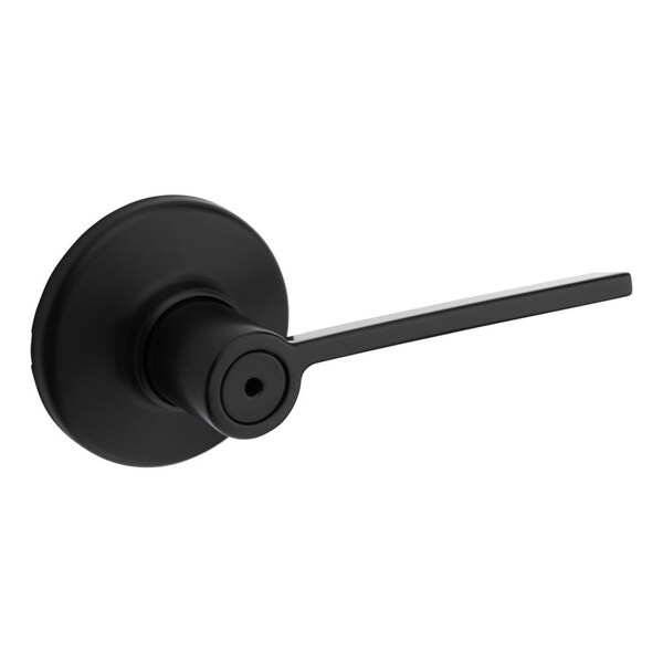 Kwikset Ladera Lever , Round Rose Privacy Door Lock , New Chassis and 6AL Latch, RCS Strike Matte Black Finish - 300LRLRDT-514