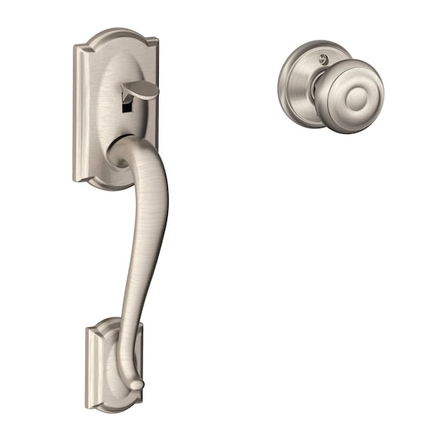 Schlage Schlage Camelot Satin Nickel Deadbolt and Entry Door Knob 1.75 in. - FE285GCAM619GEO