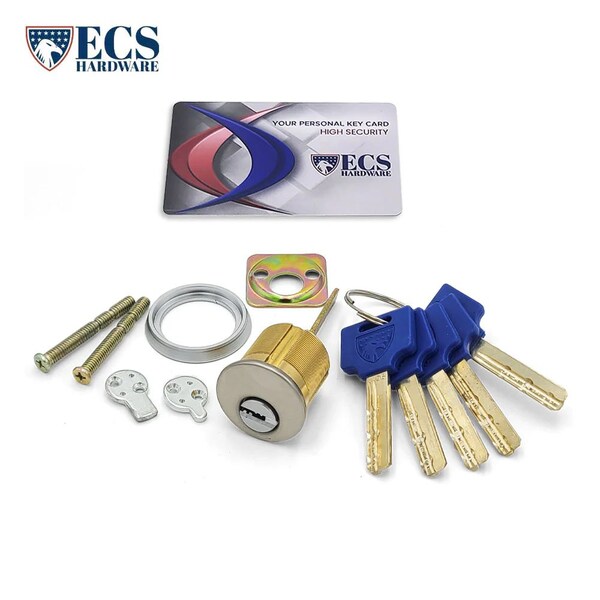 Ecs Hardware Durable Premium Key Controlled Rim / Mortise Combo Cylinder, 1-1/8 in US26D Satin Chrome - ECSH-MRH-26D