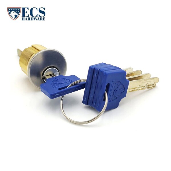 Ecs Hardware Durable Premium Key Controlled Rim / Mortise Combo Cylinder, 1-1/8 in US26D Satin Chrome - ECSH-MRH-26D