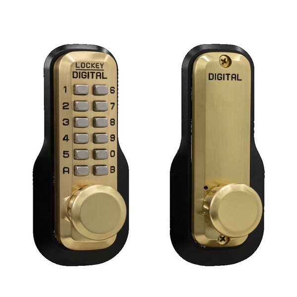 Lockey Usa Mechanical Keyless Knob Lock, Single Sided, M230, Satin Brass - M230SB