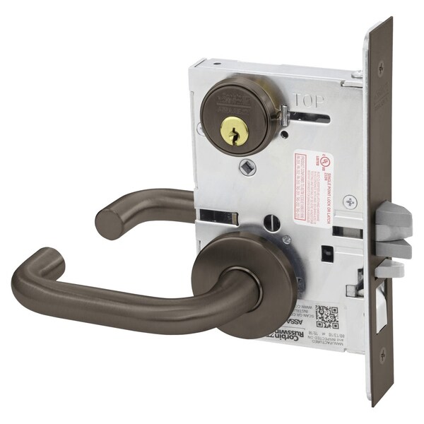 Corbin Russwin Entrance or Office Mortise Lock, LS Lever, A Rose, Oil Rubbed Bronze - ML2051 LSA 613