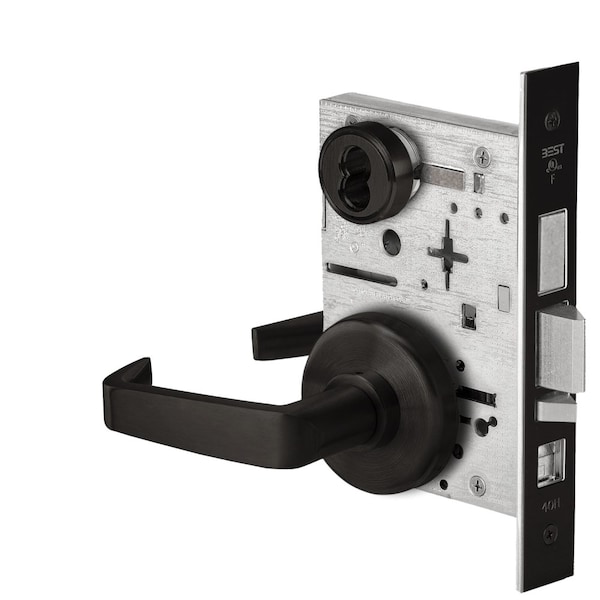 Best Grade 1 Office Mortise Lock, 15 Lever, H Rose, SFIC Housing Less Core, Matte Black Finish - 45H7AB15H622