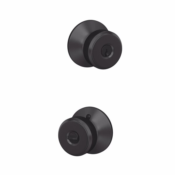 Schlage Schlage Bowery Matte Black Entry Door Knob 1.75 in. - F51VBWE622
