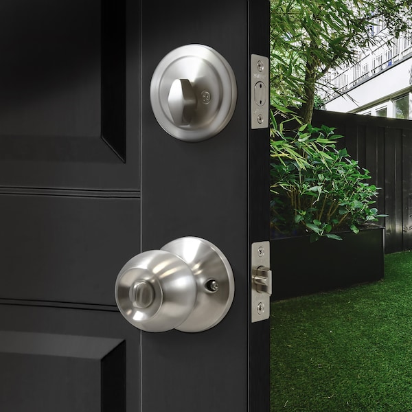 Premier Lock Entry Door Knob Combo Lock Set with Deadbolt Set of 4, Keyed Alike, Stainless Steel, 4PK - ED03-4