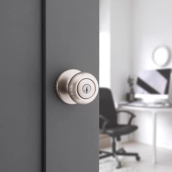 Kwikset Kwikset SmartKey Security Satin Nickel Entry Knob KW1 2-3/4 in. - 94002-954