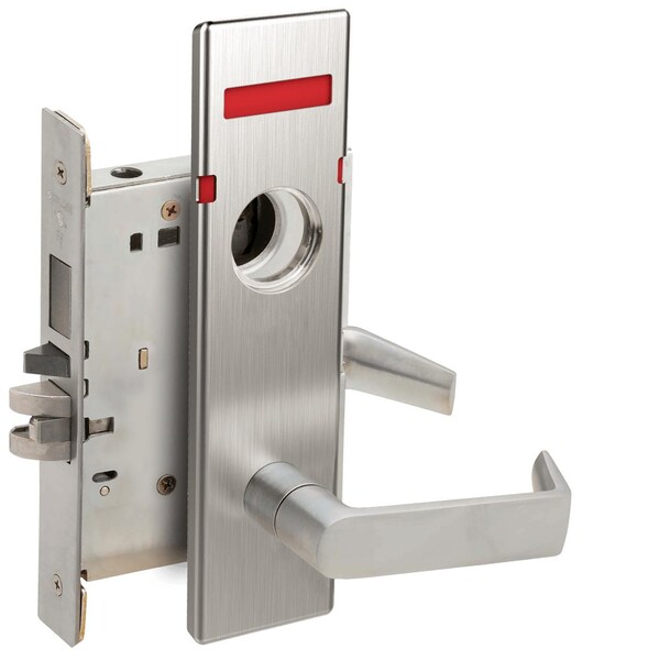Schlage Storeroom Mortise Lock with Deadbolt, Less Full Face Cylinder, 06N Design, VACANT/OCCUPIED Indicator - L9480L 06N 630 L283-722