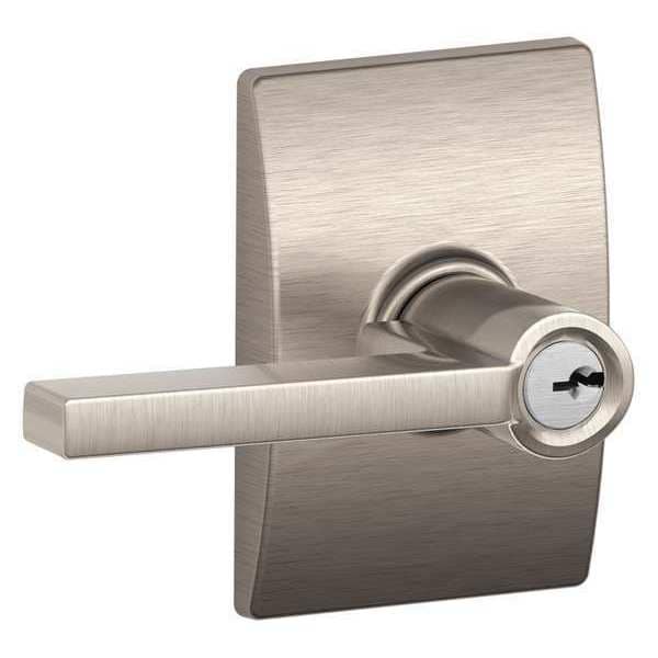 Schlage Satin Nickel Entrance Lever Lockset, Latitude/Century - F51A LAT 619 CEN