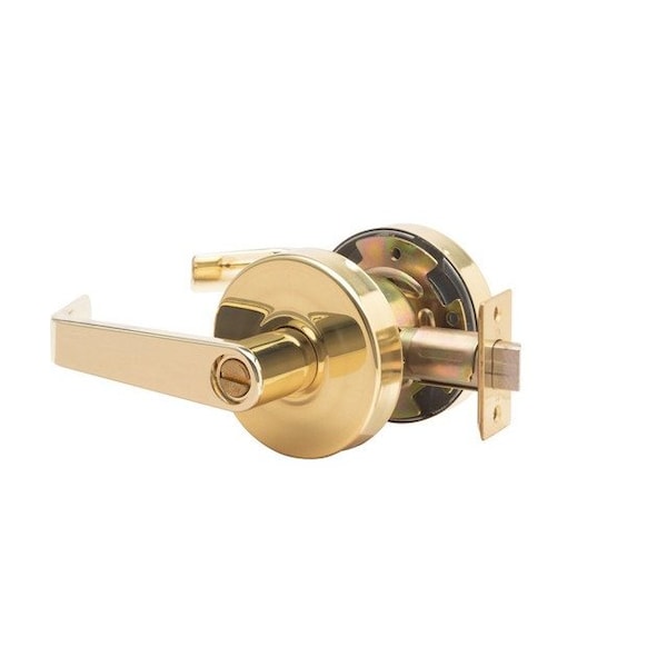 Trans Atlantic Co. LSV Saturn Standard Duty Bright Brass Grade 2 Commercial Cylindrical Privacy Bed/Bath Door Handle with Lock - DL-LSV40-US3