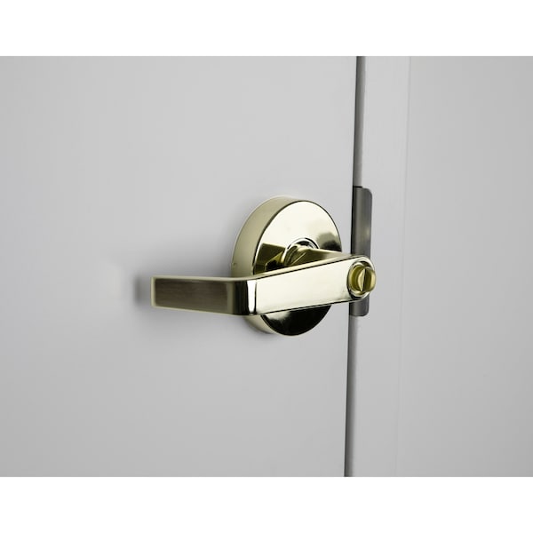 Trans Atlantic Co. LSV Saturn Standard Duty Bright Brass Grade 2 Commercial Cylindrical Privacy Bed/Bath Door Handle with Lock - DL-LSV40-US3