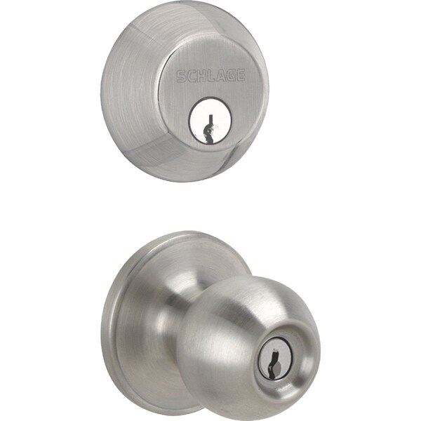 Schlage Dexter Satin Nickel Deadbolt and Door Knob Combo - JC60VCNA619