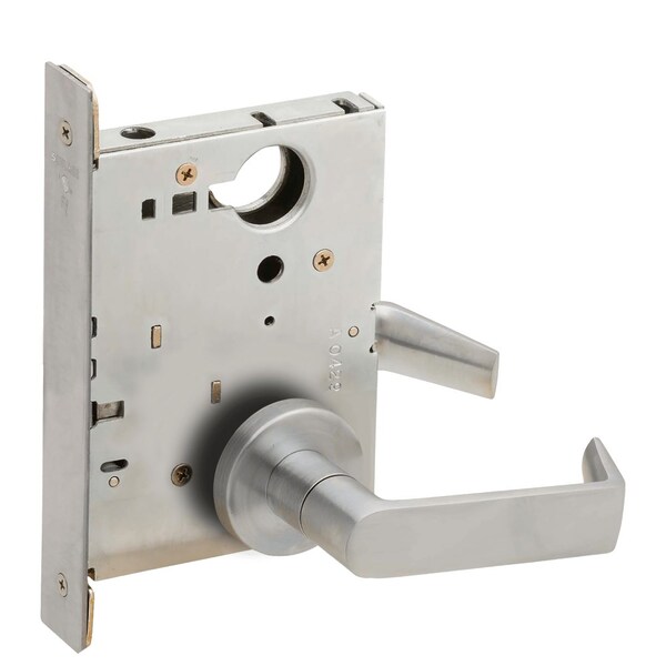 Schlage Grade 1 Full Dummy Trim w/Case Mortise Lock, 06 Lever, A Rose, Satin Chrm Fnsh, Field Reversible - L9176 06A 626