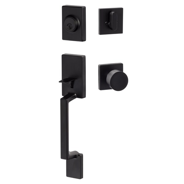 Sure-Loc Hardware Sure-Loc Hardware Stockholm Handleset, Bergen Square Handleset Trim, Flat Black - SH507-S-BG-SQ FBL