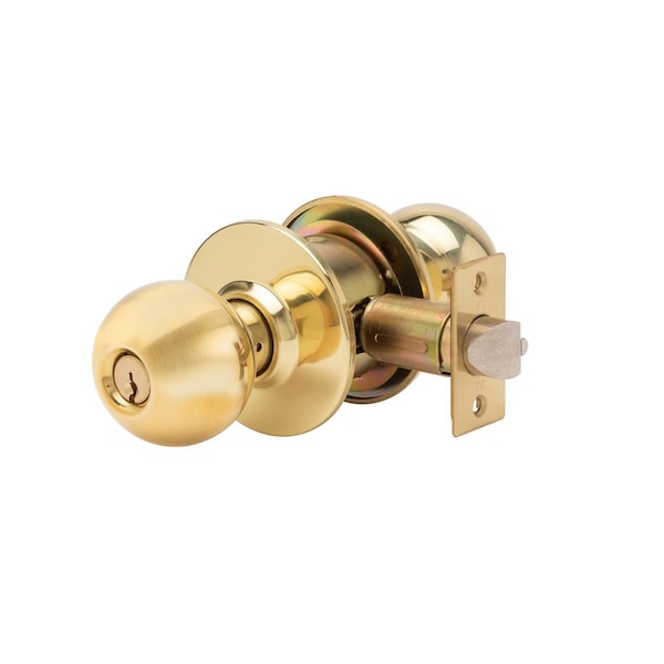 Trans Atlantic Co. SVB Series Bright Brass Grade 2 Standard Duty Commercial Cylindrical Classroom Door Knob with Lock - DL-SVB70-US3