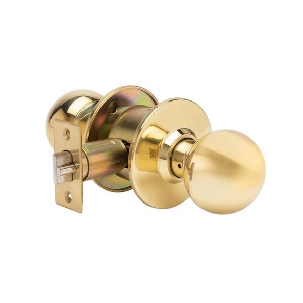 Trans Atlantic Co. SVB Series Bright Brass Grade 2 Standard Duty Commercial Cylindrical Classroom Door Knob with Lock - DL-SVB70-US3