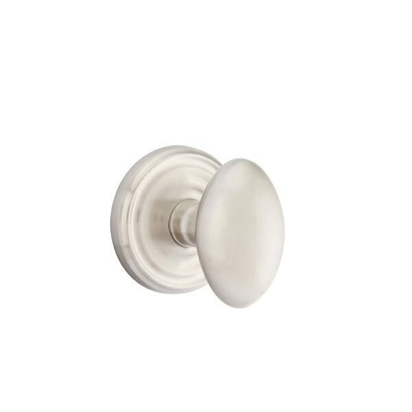 Emtek Egg Knob 2-3/8 in Backset Privacy With Regular Rose for 1-1/4 in to 2 in Door Satin Nickel Finish - 8200EUS15