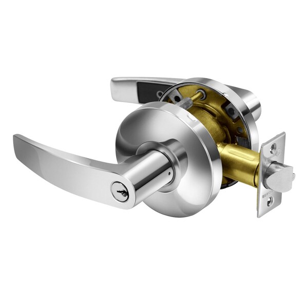 Sargent Grade 2 Storeroom/Closet Cylindrical Lock, B Lever, Conventional Cylinder, Bright Chrome Finish - 28-65G04 KB 26