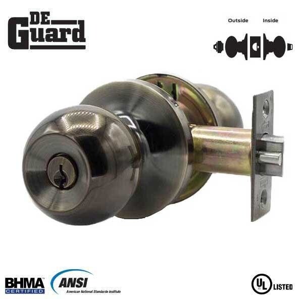 Deguard Premium Knobset Entry Lock UL Listed Antique Brass Finish - KW1 - DK01-AB-KW1