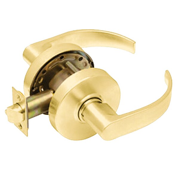 Arrow Lock Grade 2 Passage Cylindrical Lock, Broadway Lever, Non-Keyed, Bright Brass Finish, Non-handed - RL01-BRR-03