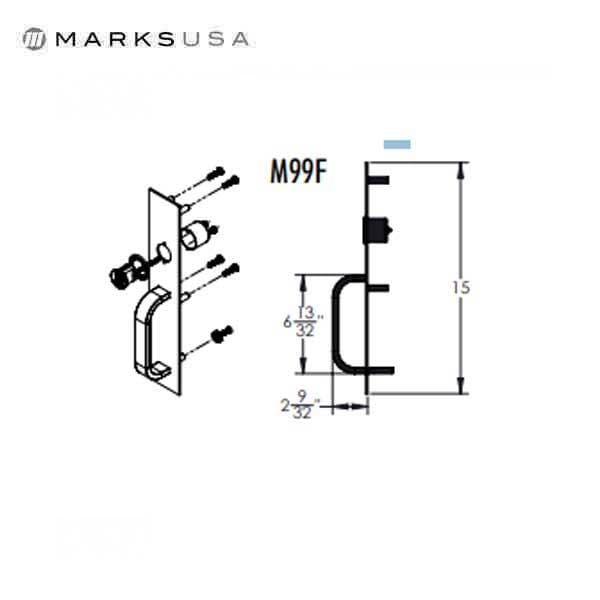Marks MARKS: M99 Night Latch Trim with Marks IC Core Rim Cylinder - MRK-M99F-32D-G1