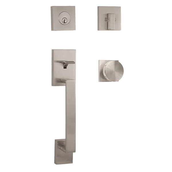 Weslock Brookside Single Cylinder Handleset with Mesa Knob Trim with Adjustable Latch and Round Corner - 02880-N4NFR2D