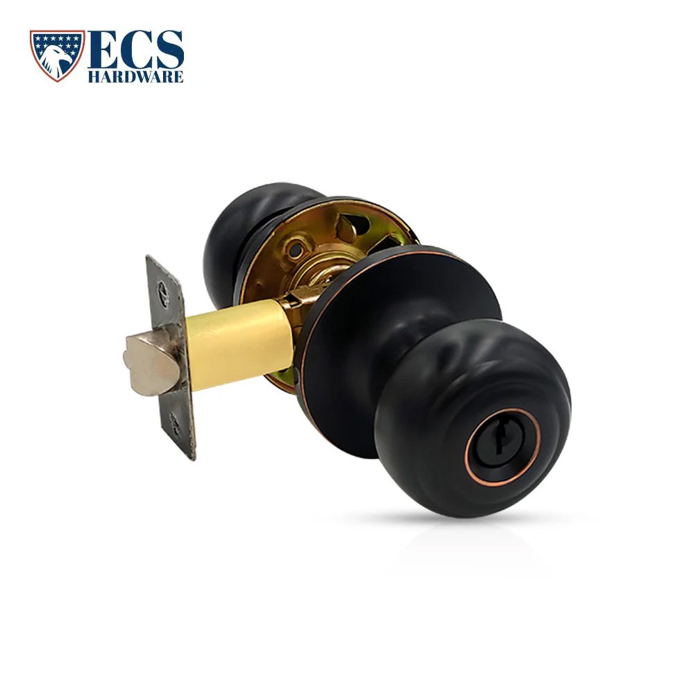 Ecs Hardware Durable Combo Lockset w/ Single Knob & Deadbolt, Entrance, Oil Rubbed Bronze, Grade 3 KW1 - ECSH-37805-ORB-KW1