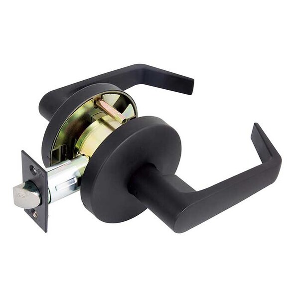 Orca Hardware Passage Lockset, US19 Matte Black Finish, Captain Lever, ANSI Strike, 2-3/4 Backset - OCL210PA-19-CAP