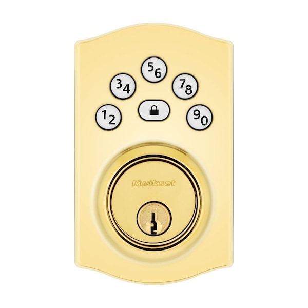 Kwikset Powerbolt 240 992400-001 Keypad Electronic Lock, 3 Grade, Zinc, Lifetime Polished Brass, KW1 Keyway - 240TRLL03RBP4AL