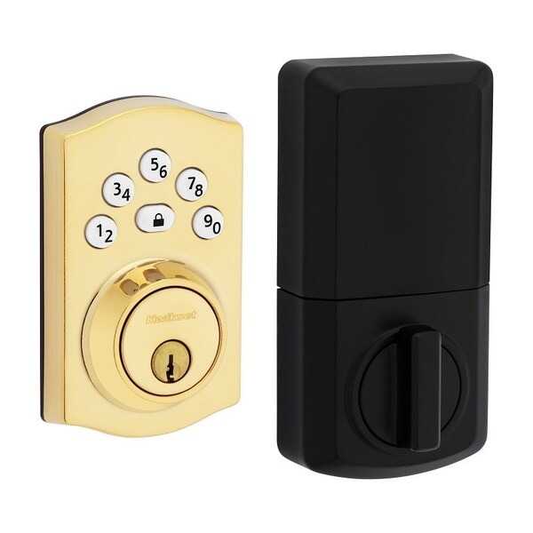 Kwikset Powerbolt 240 992400-001 Keypad Electronic Lock, 3 Grade, Zinc, Lifetime Polished Brass, KW1 Keyway - 240TRLL03RBP4AL