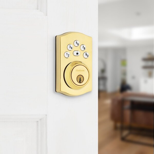 Kwikset Powerbolt 240 992400-001 Keypad Electronic Lock, 3 Grade, Zinc, Lifetime Polished Brass, KW1 Keyway - 240TRLL03RBP4AL