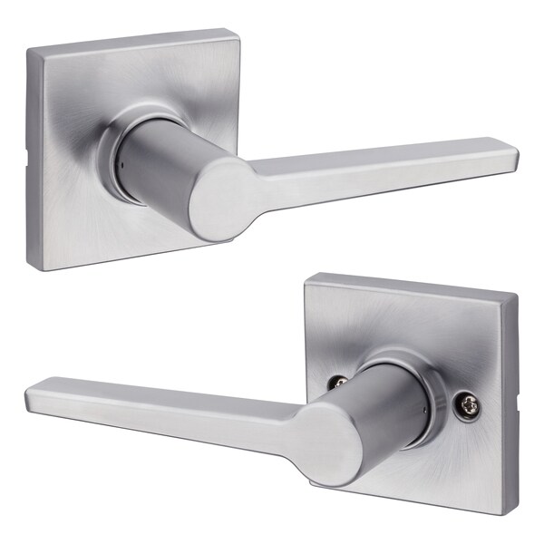 Safelock Daylon Lever with Square Rose Passage Lock with RCAL Latch and RCS Strike Satin Chrome Finish - SL1000DALSQT-26D