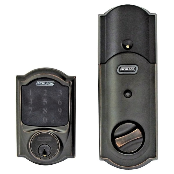 Schlage Connect Series Deadbolt, Grade 1 Grade, Keyed Key, Aged Bronze, 238, 234 in Backset, C Keyway - BE469ZP V CAM 716